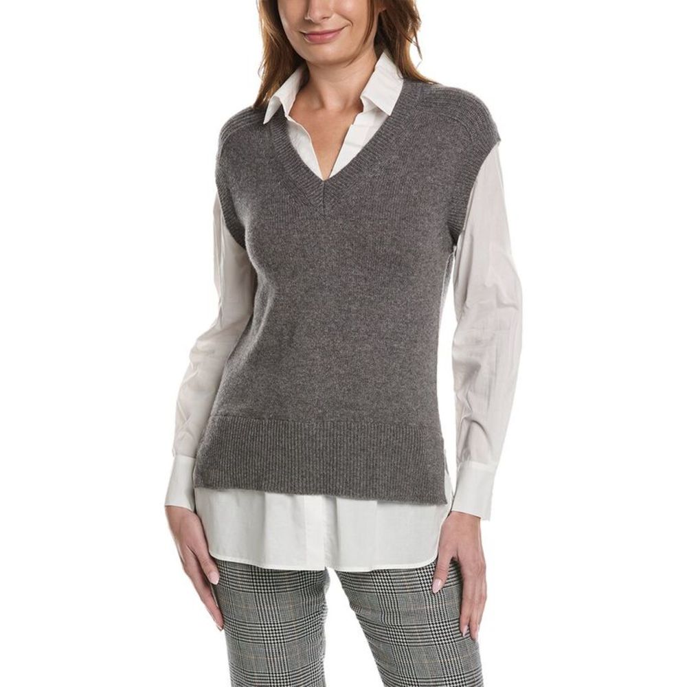 Elie Tahari V-Neck Wool & Cashmere-Blend Pullover